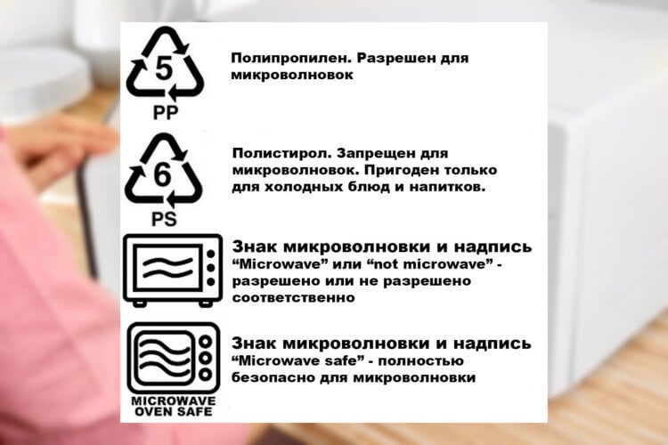 В какой посуде греть еду в микроволновке. Значки на посуде, которые разрешают или запрещают их использование в микроволновой печи. Фото.