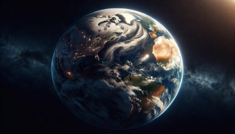 Что будет, если Земля перестанет вращаться. Если планета Земля остановится, у человечества не останется шансов на выживание. Изображение: Нейросеть DALL-E. Фото.