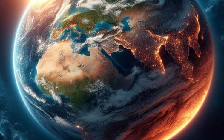 Высокое давление внутри Земли. В глубинах Земли человек может превратиться в лепешку. Изображение: Bing Image Creator. Фото.