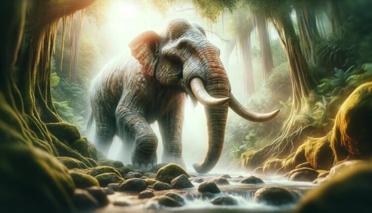 Охота неандертальцев на слонов. Считается, что прямобивневые слоны исчезли примерно 30 тысяч лет назад. Фото.