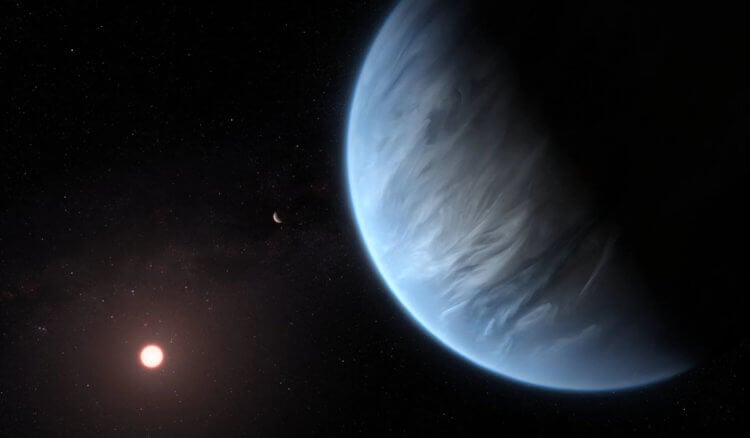 Мир экзопланет. Так выглядит звездная система K2–18 в представлении художника. Фото.