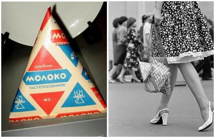 Советские мифы о треугольных пакетах с молоком. В СССР ходили разные слухи относительно происхождения пакетов в форме пирамидок. Фото.