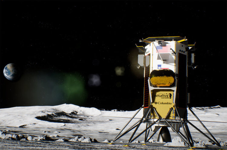 Какие задачи у миссии Одиссей. Посадочный модуль будет заниматься исследованиями в течение недели до наступления лунной ночи. Фото.