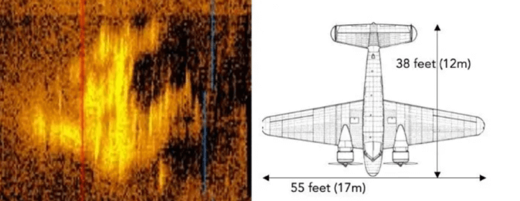 Поиски самолета Мэри Эрхарт. Снимок, полученный эхолокатором. Фото.