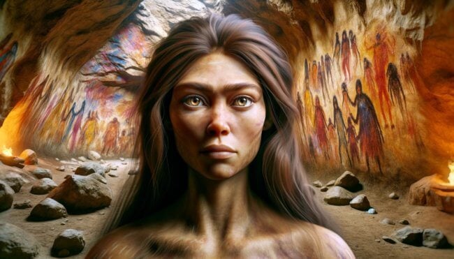 Как жили женщины-неандертальцы — нейросеть нарисовала их тяжелые будни. Фото.