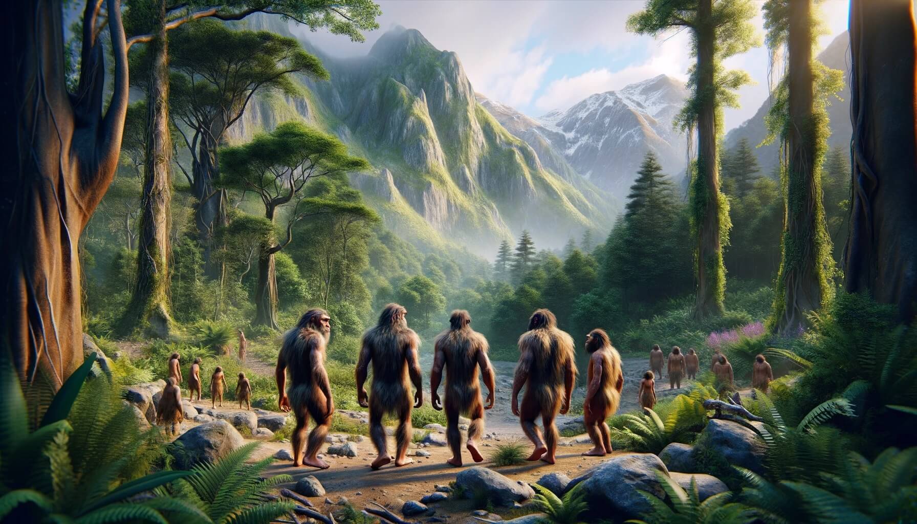 Жизнь неандертальцев в древние времена. Неандертальцы жили в Европе и Азии примерно с 400 000 лет назад до около 40 000 лет назад. Фото.