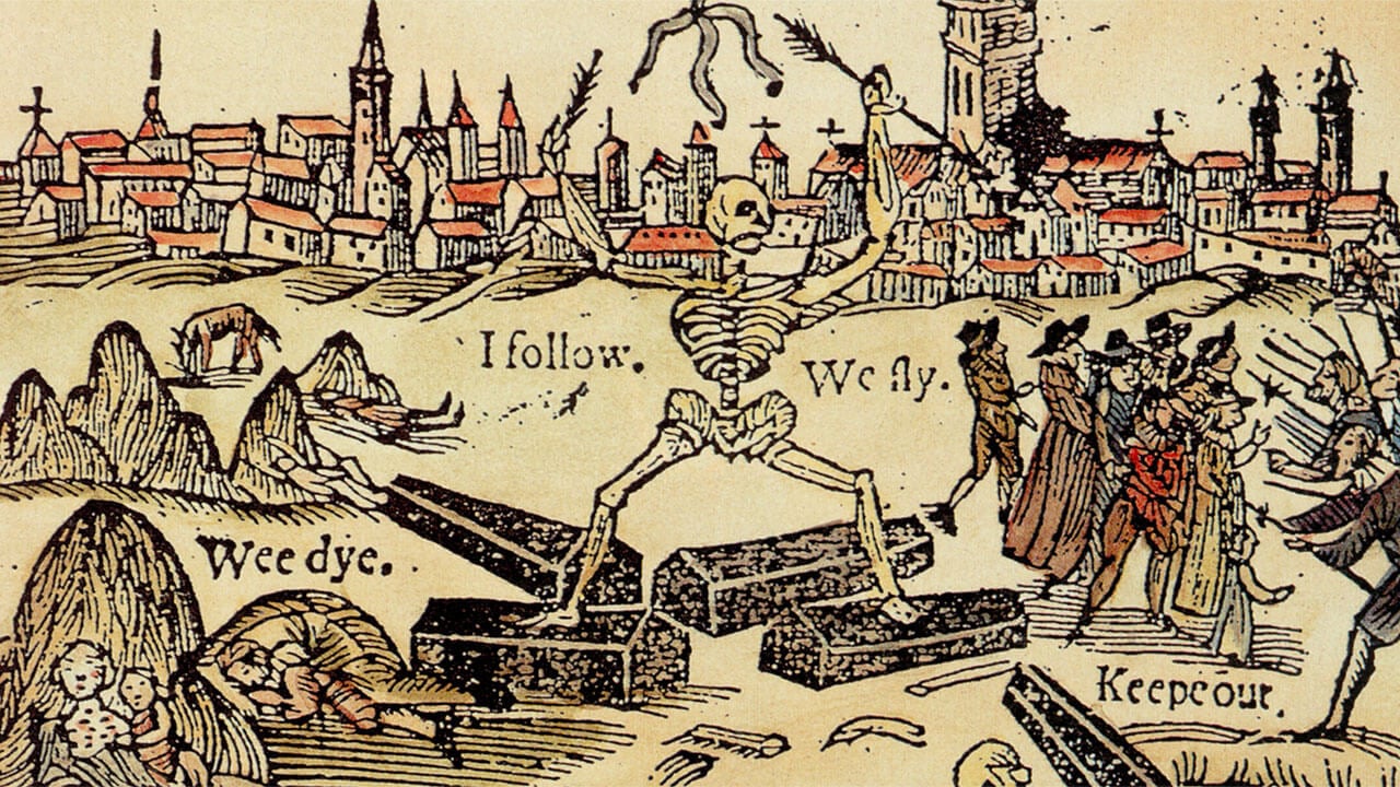 Черная смерть. Картина Томаса Деккера «Розга для беглецов» написанная в 1625 году в разгар эпидемии чумы. Фото.