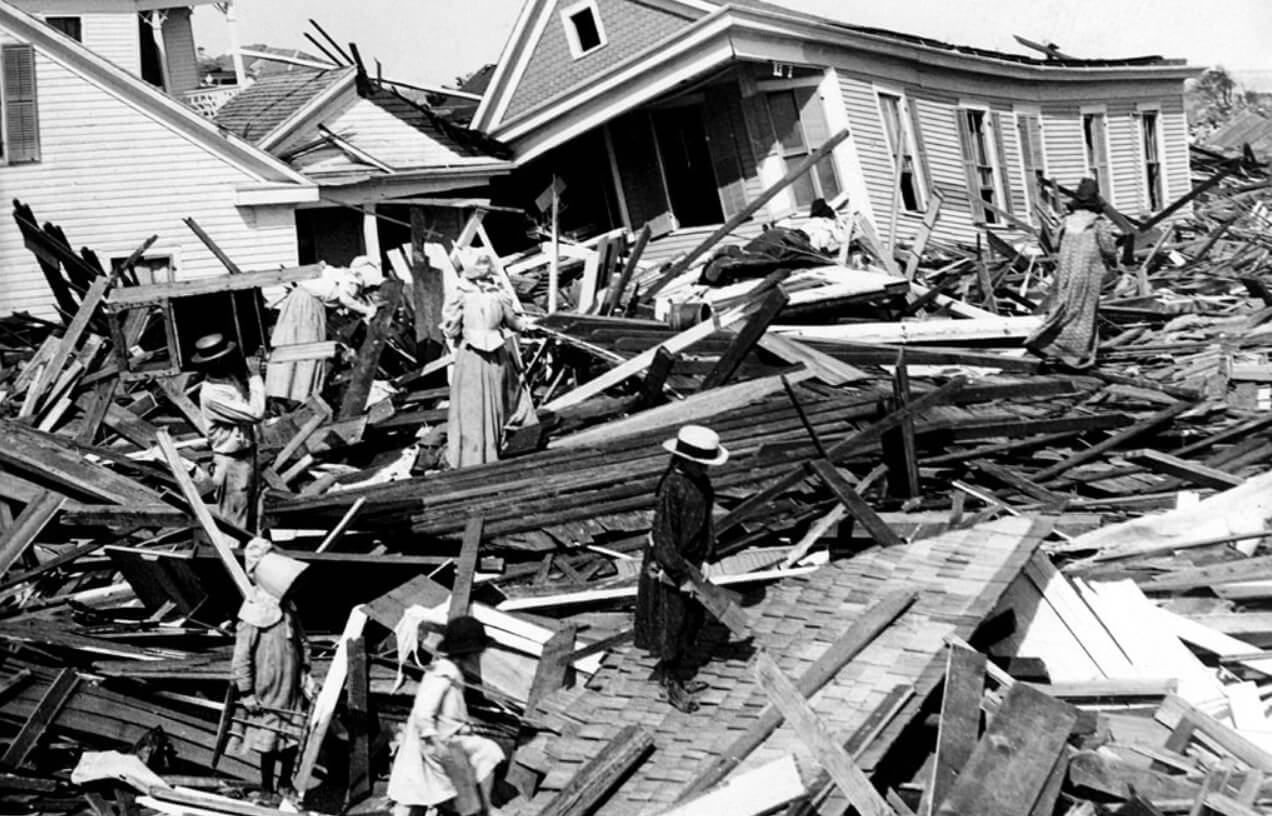 Ураганы 4 категории. Последствия Галвестонского урагана в 1900 году. Фото.