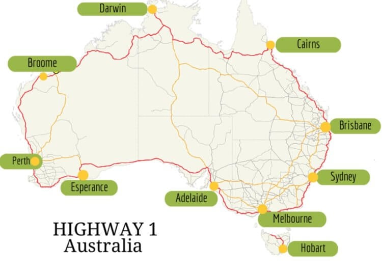 Австралийское шоссе 1. Австралийское шоссе 1 на карте. Фото.