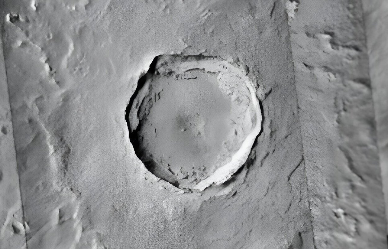 Загадочный астероид оставил на Марсе почти 2 миллиарда кратеров. Марсианский кратер Коринто. Изображение: phys.org. Фото.