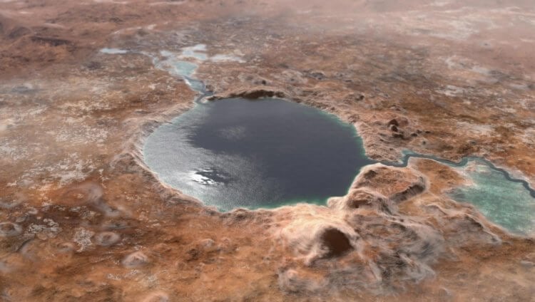 Study of Martian craters. Jezero Crater on Mars. Photo: scitechdaily.com. Photo.