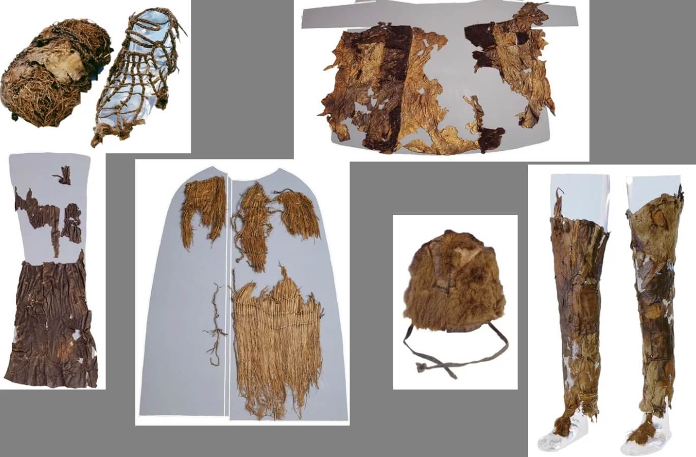 Изучение ледяной мумии Эци. Части одежды ледяной мумии Эци. Фото.