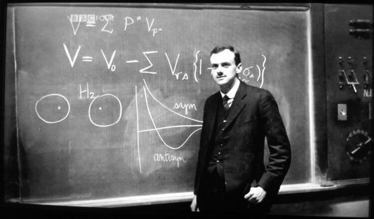 Rött skift. Den engelske fysikern Paul Dirac (1892 - 1984) härledde en ekvation som gör att vi kan beskriva elektronen (Diracs ekvation), och upptäckte (mer exakt återupptäckt) antimateria. Foto.