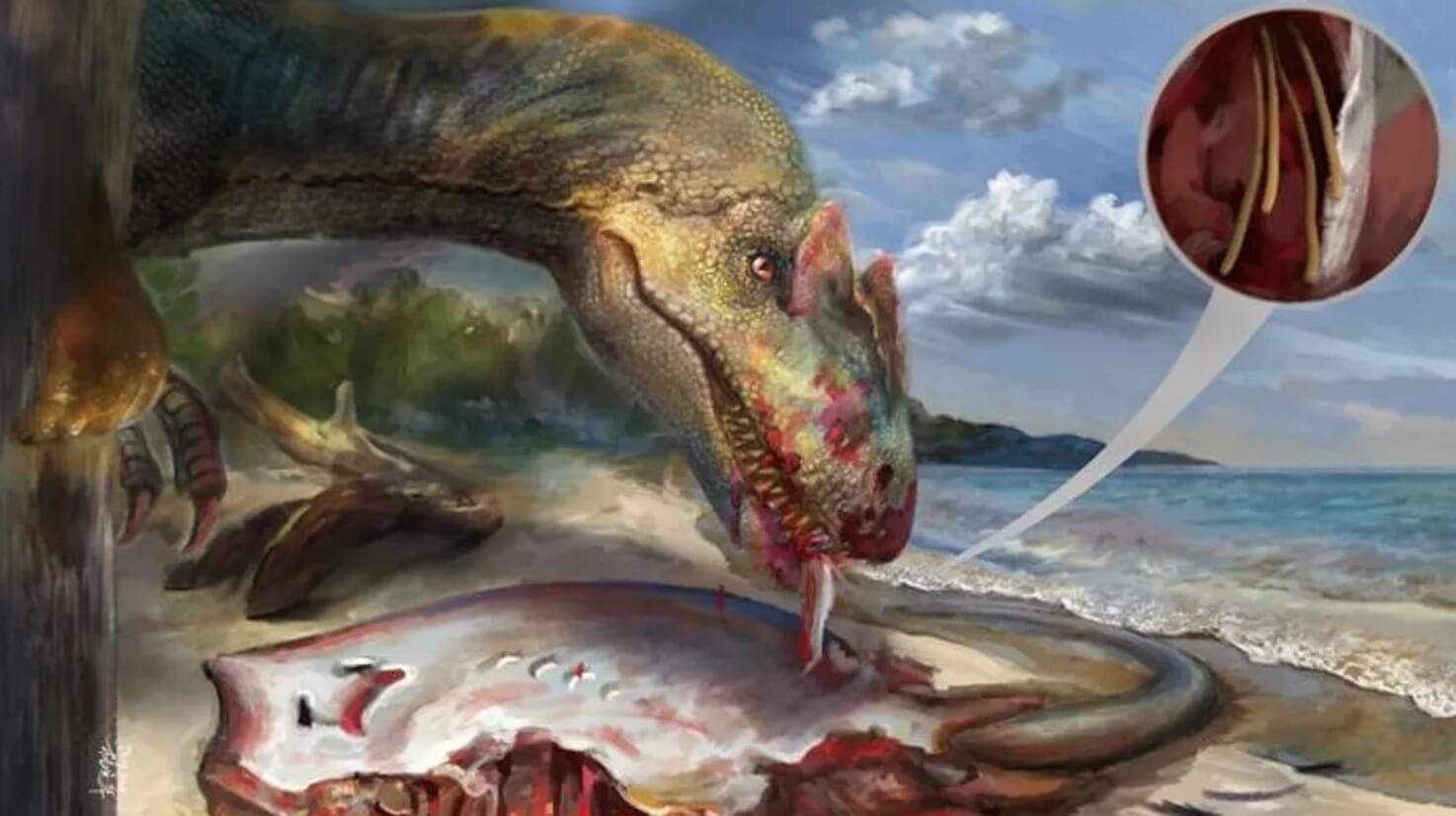 Паразиты динозавров и древних рыб. Кажется, динозавры тоже страдали от червей-паразитов. Автор изображения Yang Dinghua, взято из IFL Science. Фото.