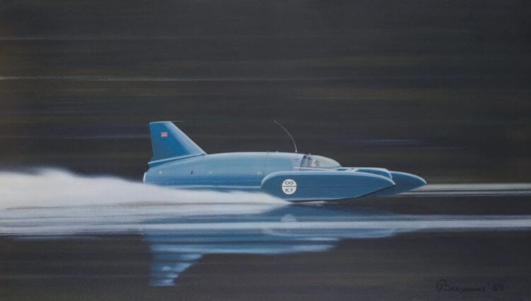 Donald Campbells vandhastighedspræstationer. Donald Campbells Bluebird K7 sportsbåd. Fotokilde: ginacampbell.co.uk. Foto.