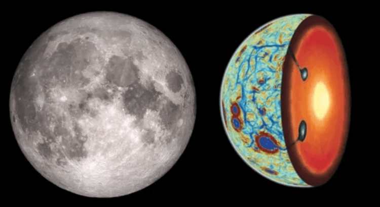 Why the Moon turned inside out. Solid and dense material on the surface of the Moon sank under the lighter mantle. Photo source: www.livescience.com. Photo.
