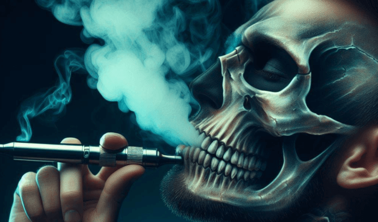 Vaping has proven to be deadly - stop the vaping habit immediately. Electronic cigarettes cause a deadly disease. Photo.