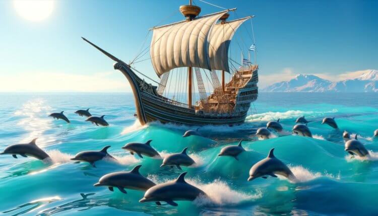 Hvordan delfiner opfører sig. Det faktum, at delfiner ofte ledsager skibe, har været kendt siden oldtiden. Foto.