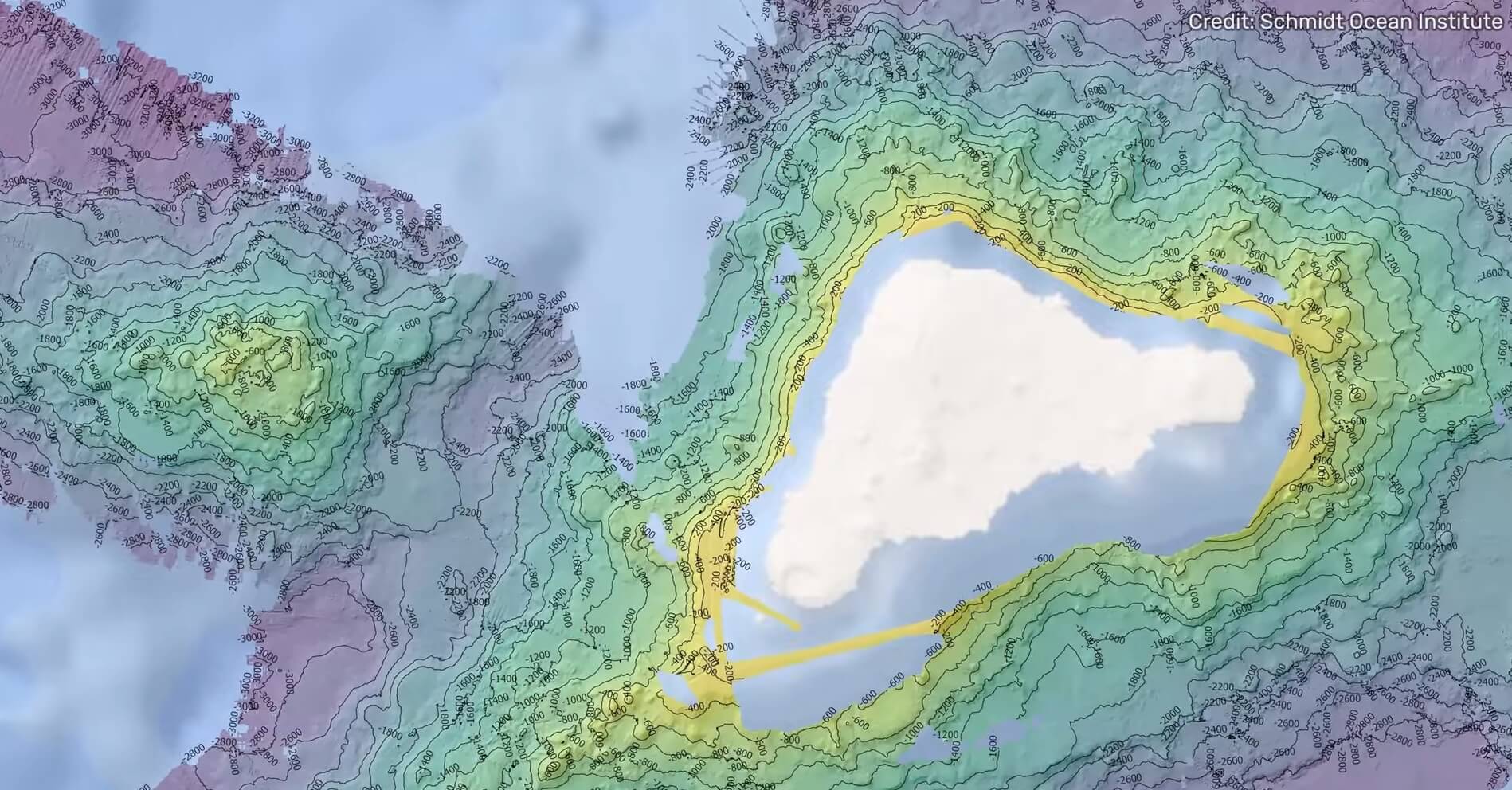 Карта Тихого океана. Ученым удалось нанести на карту огромную площадь дна Тихого океана. Источник: YouTube-канал IFL Science. Фото.