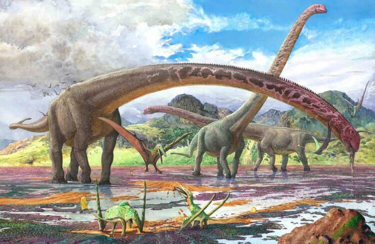 The largest dinosaurs on Earth. The body weight of sauropods could reach 70 tons. Image source: dinozavriki.com. Photo.