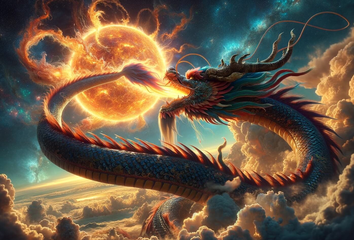 Солнечные затмения в Древнем Китае. Жители Древнего Китая считали, что во время затмения Солнце поглощается огромным драконом. Фото.
