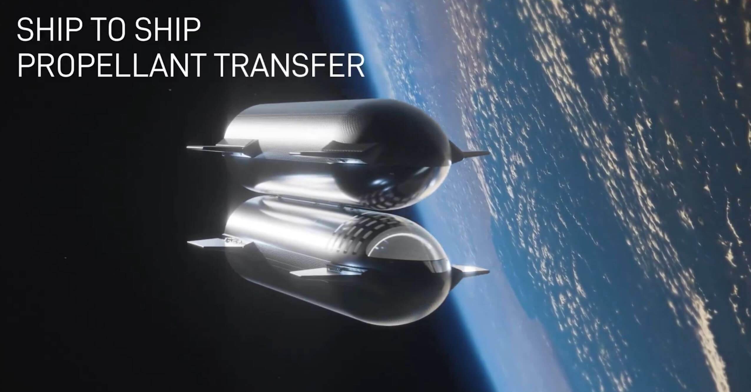 Как люди полетят на Марс. Космические корабли Starship будут нуждаться в дозаправке в космосе. Изображение: spacex.com. Фото.
