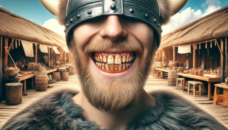 The Vikings emphasized their status with markings on their teeth and the shape of their skull. Traders in Viking times could be identified by their teeth. Photo.