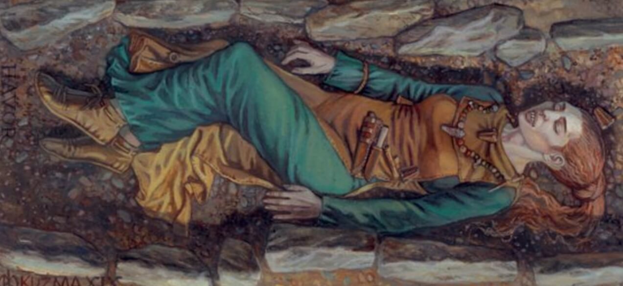Изменение формы черепа викингов. Иллюстрация могилы женщины с удлиненным черепом. Источник изображения: sciencealert.com. Фото.