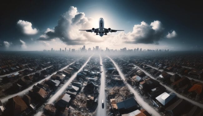 Что происходит с самолетами во время землетрясений. Фото.
