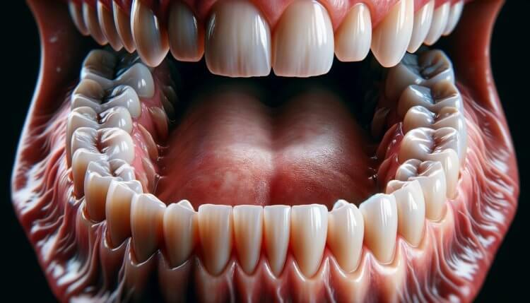 Hur tänder fästs i tandköttet. Tänder fästs på en persons käke på ungefär samma sätt som en hammare är på ett handtag. Foto.