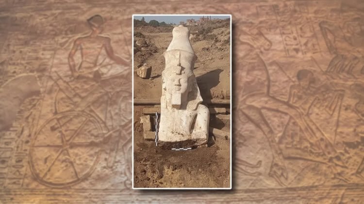 Arkeologer har hittat den förlorade delen av statyn av farao Ramesses II, det tog nästan 100 år. Den övre delen av statyn av Ramesses II hittades i staden Hermopolis. Bildkälla: IFL Science. Foto.