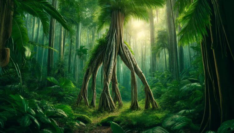 I tropikerna finns det vandrande träd som färdas 20 meter om året. I de tropiska skogarna finns palmer som kan gå med hjälp av sina 