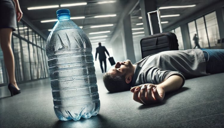 炎热天气应该喝多少水？ 过量的水对人体也有害。 照片。