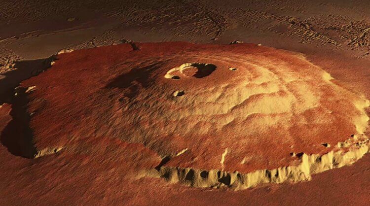 Самый высокий вулкан в Солнечной системе. Вулкан Олимп на Марсе. Источник: o-kosmose.ru. Фото.