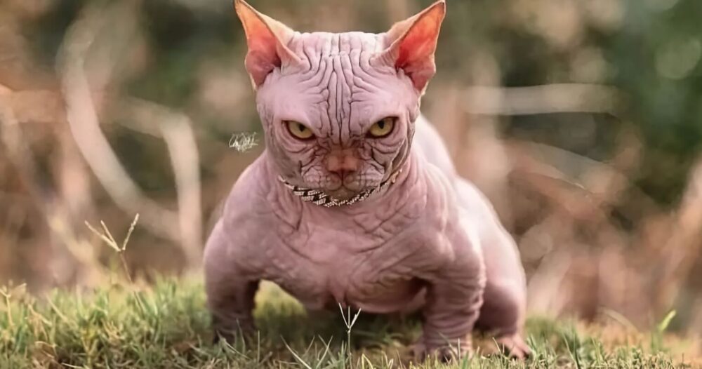ブルドッグの猫は毛がなく、痛みに苦しんでいます：これはブリーダーの最大の間違いです
