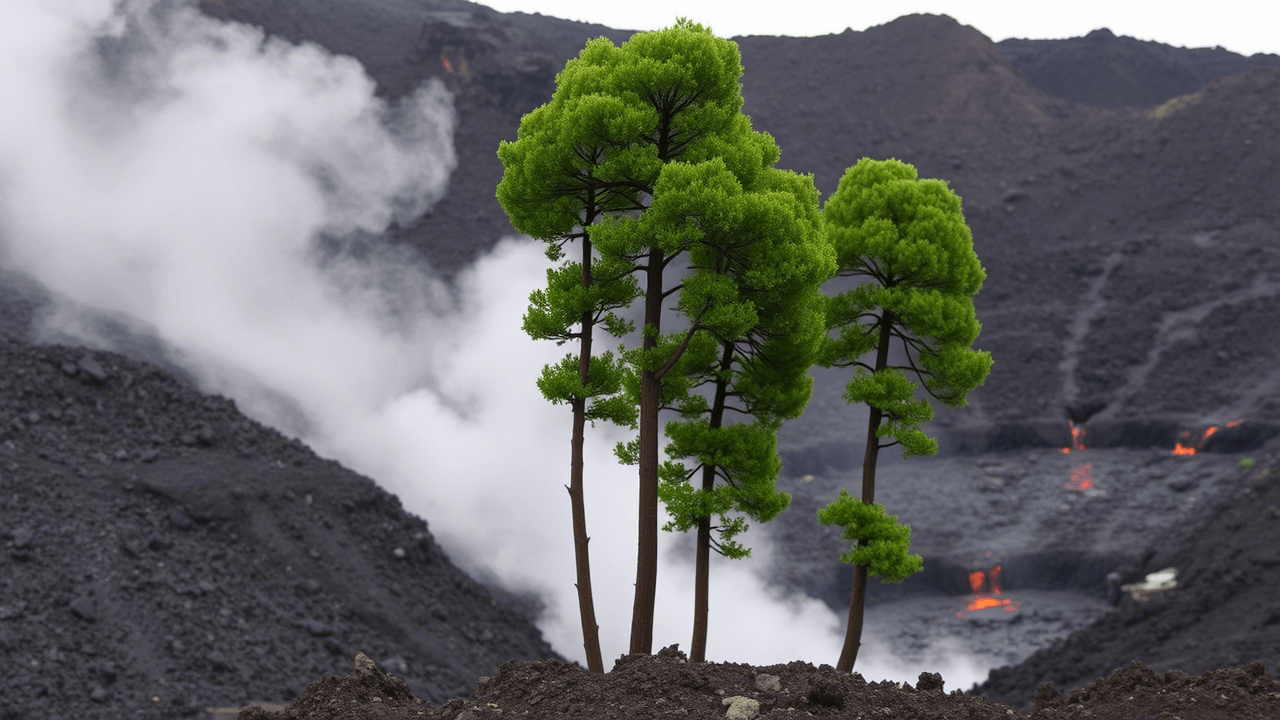 Деревья — не только маркеры, но и фильтры. Деревья не только изменяются перед извержением, но и поглащают углекислый газ. Фото.