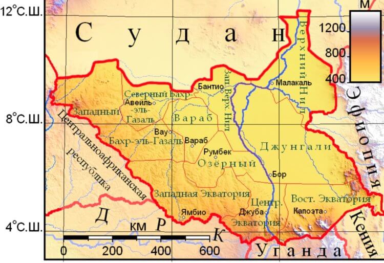 Самая молодая страна в мире. Карта Южного Судана. Источник изображения: wikimedia.org. Фото.
