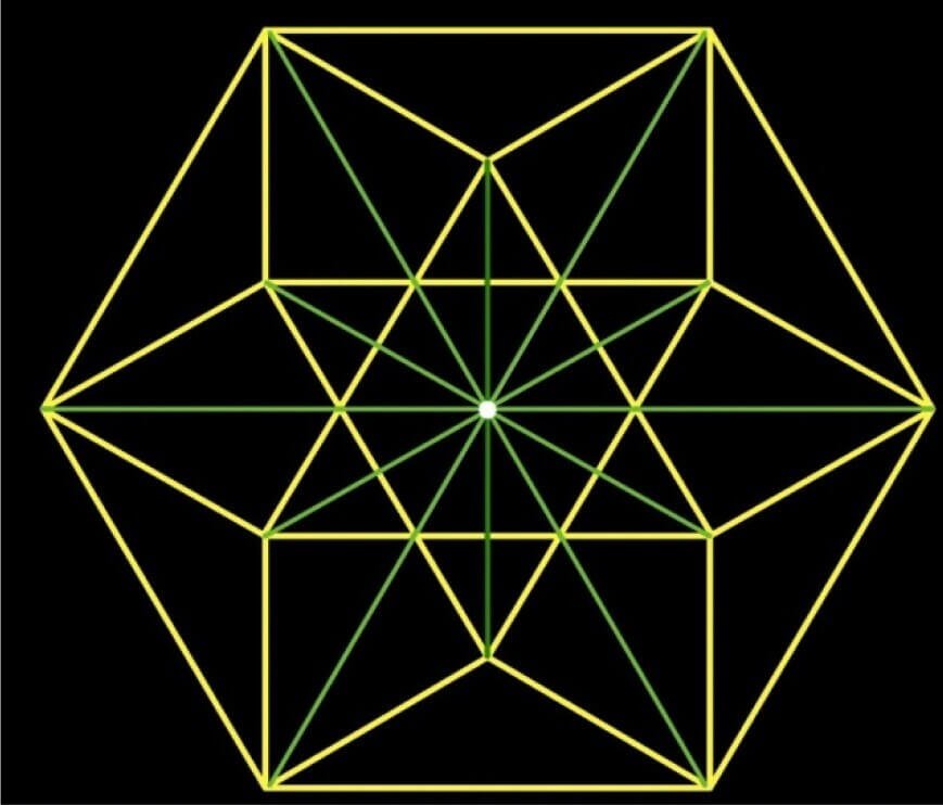 Витрувианский человек как модель Вселенной. Идеально сбалансированная структура тетраэдров/ Источник: sciencealert.com. Фото.