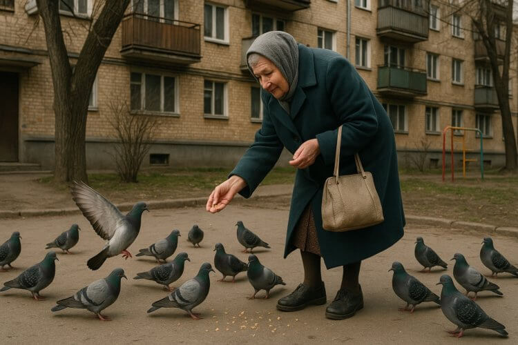 Штраф за кормление голубей. Наказывают не за сам факт кормления, а за его последствия — антисанитарию и мусор. Фото.
