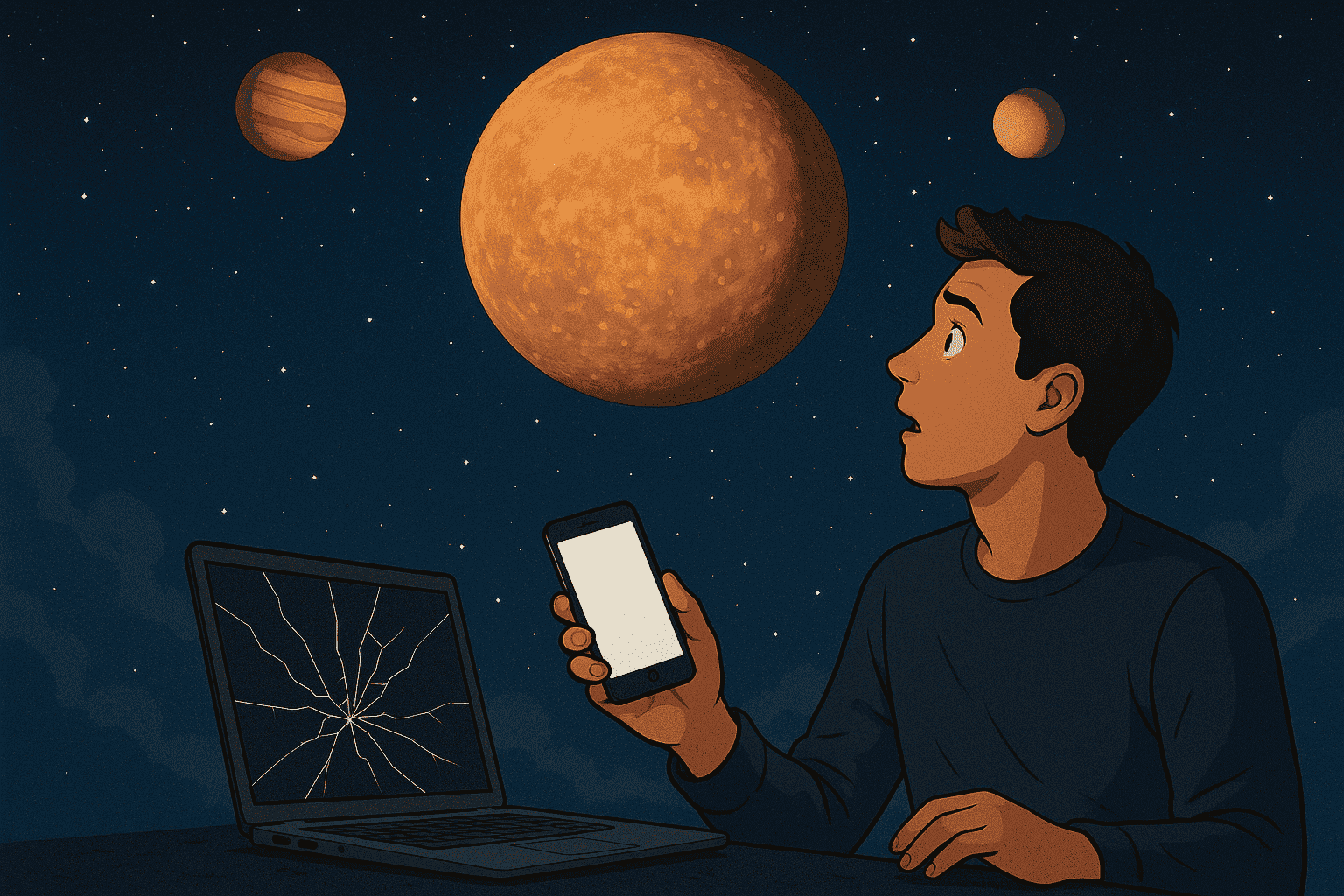 Почему боятся ретроградного Меркурия — и правда ли он влияет на технику. Ретроградность — это не особое поведение планеты, а оптическая иллюзия, которую наблюдают с Земли. Фото.