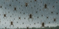 Паучий дождь: редкое явление, когда с неба падают тысячи пауков. Фото.