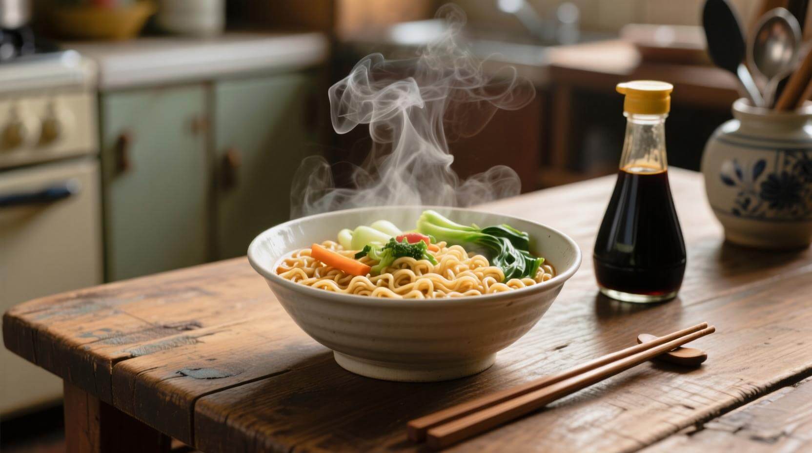 Лапшу быстрого приготовления лучше есть с овощами и белковой пищей. Фото.