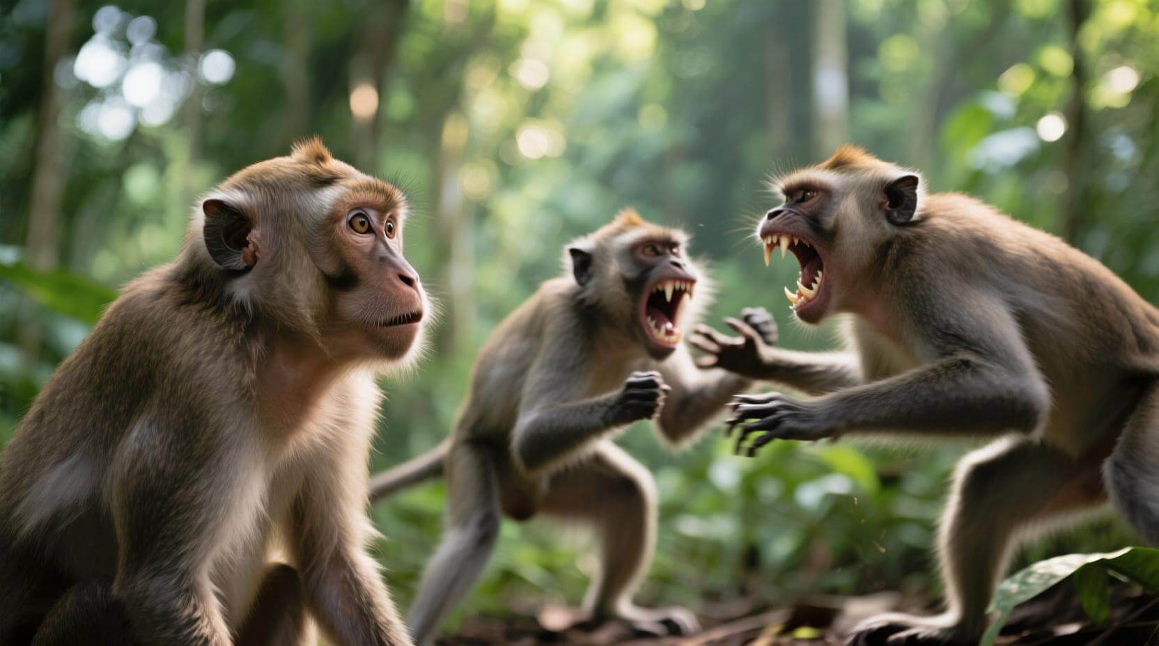Макаки наблюдают за ссорами, чтобы избегать конфликтных ситуаций. Фото.