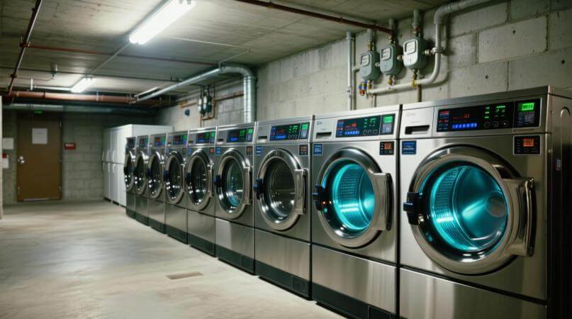 Как в США запитывают энергоемкие приборы. Розетки на 220 В в США часто устанавливают в подвалах, где устанавливают стиральные машины. Фото.