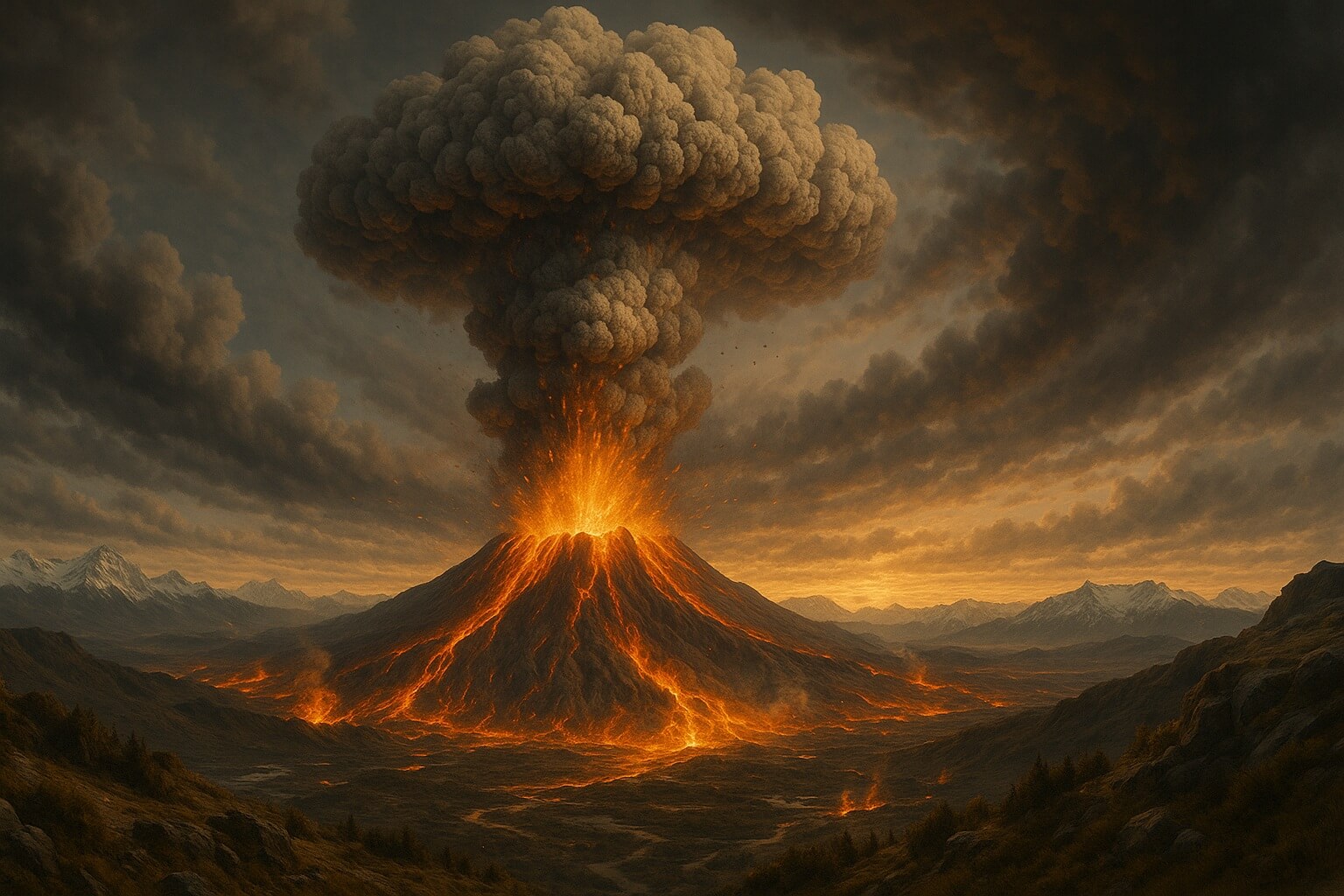 Извержение супервулкана. Также не исключено, что планета уничтожит сама себя при помощи вулканов. Фото.