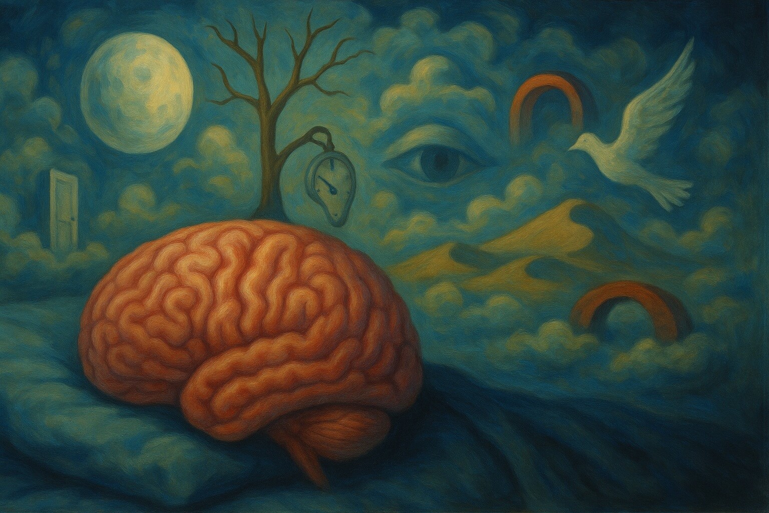 Как работает мозг во время сна. Логическая часть мозга во время сна не работает, поэтому нам и снится всякий сюр. Фото.