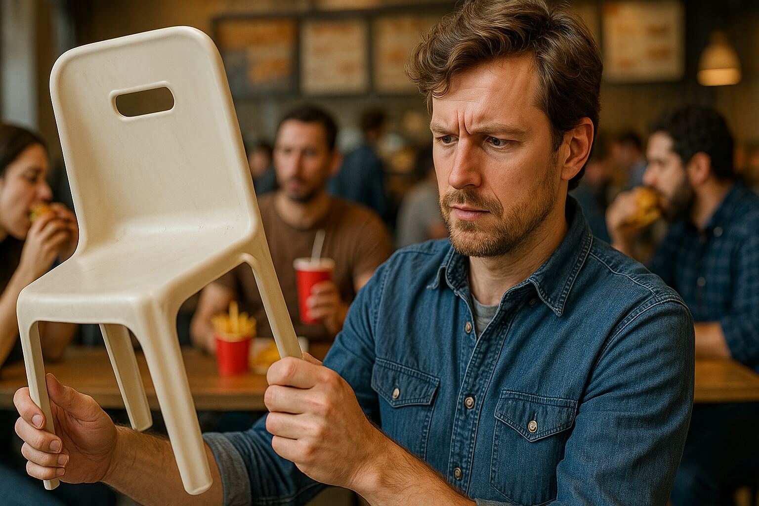 Жёсткие или простые стулья снижают желание сидеть долго. Фото.