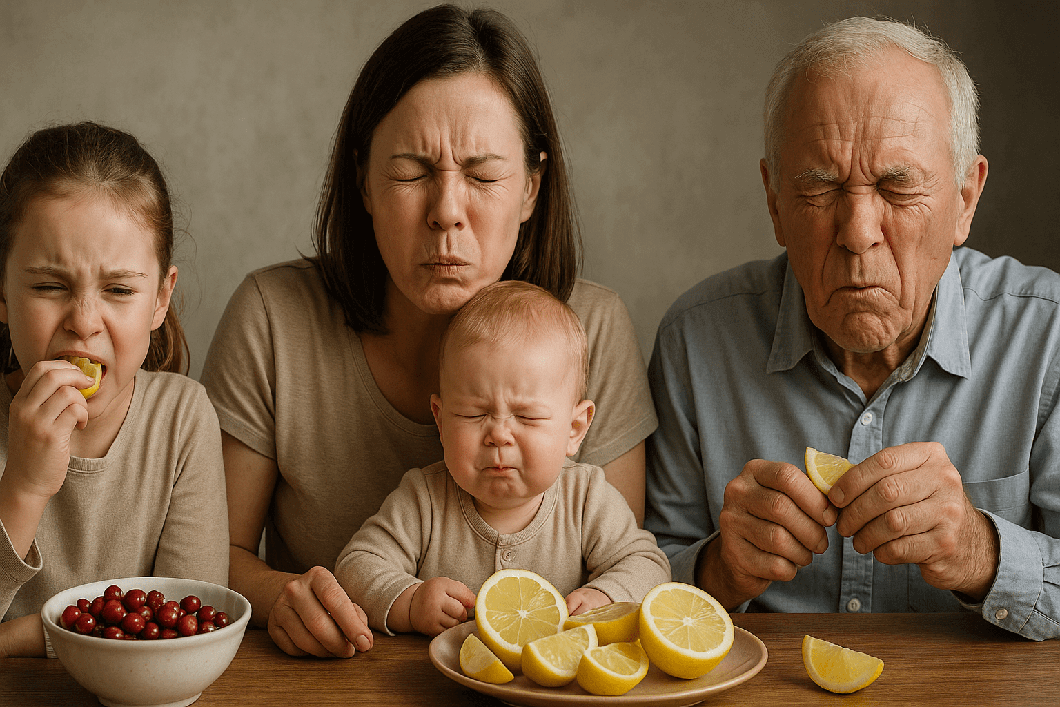 Почему лицо морщится от кислого. Универсальность реакции подтверждается исследованиями — младенцы морщатся от кислого даже без социального опыта. Фото.