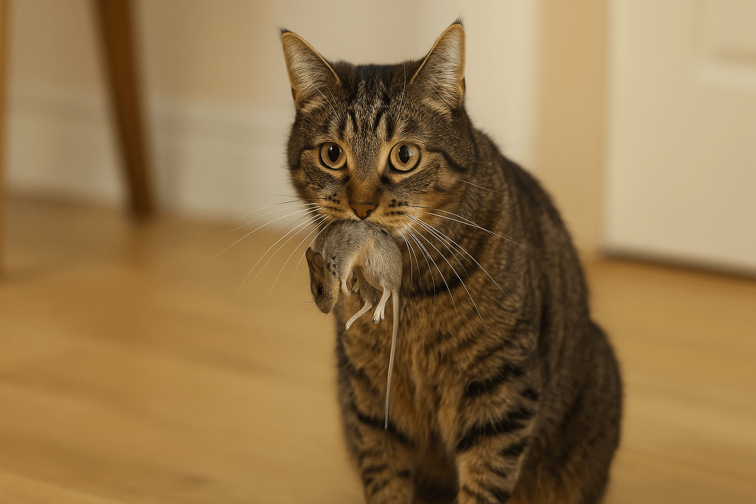 Этологи называют это смешанным поведением: комбинация инстинкта и социального жеста. Кошка показывает, что вы для неё значимы, и делится добычей так, как делилась бы с близкими. Фото.