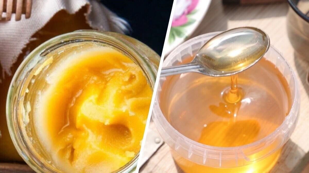 Сорт мёда и условия его хранения влияют на скорость кристаллизации. Источник изображения: dzen.ru. Фото.